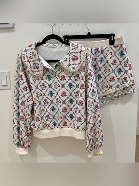 Rareraw Vintage Floral Long Sleeve Top & Skort Set Size L